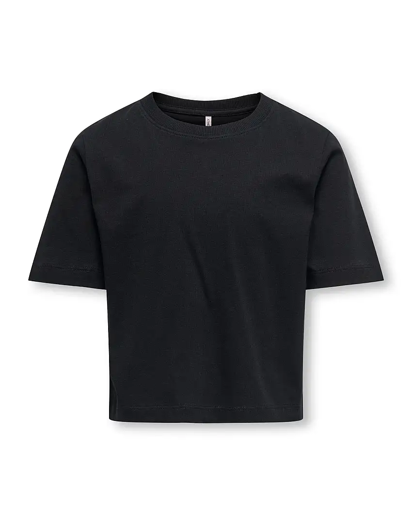 T-shirt boxy nera in puro cotone