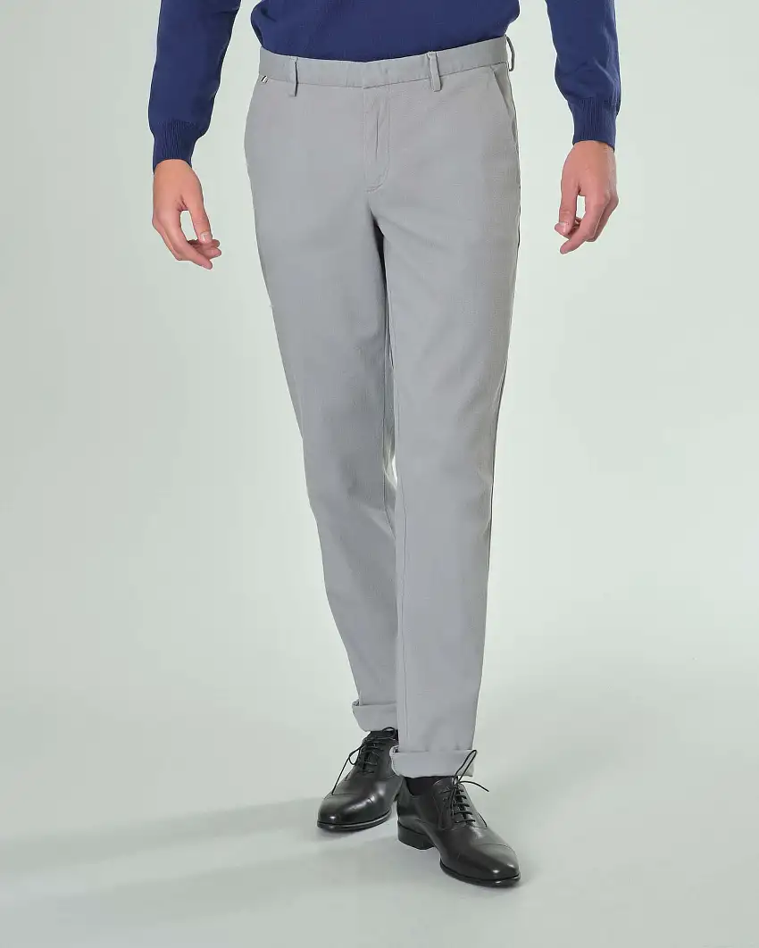 Pantalone chino Kaito grigio in cotone stretch micro armatura