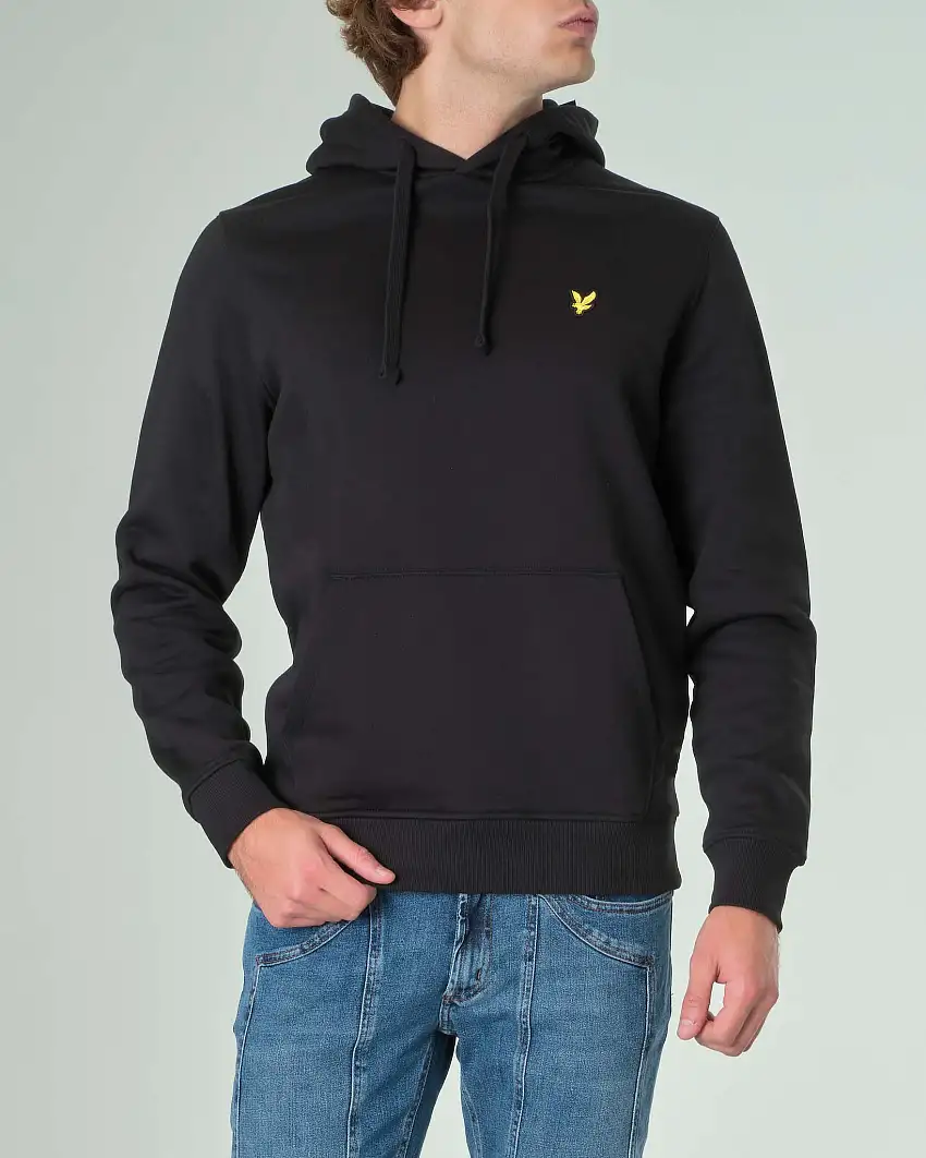 Felpa Lyle & Scott nera con cappuccio e logo aquila gialla