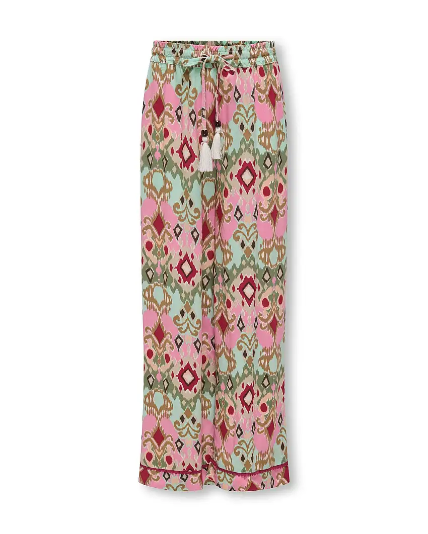 Pantalone in viscosa multicolor a fantasia etnica