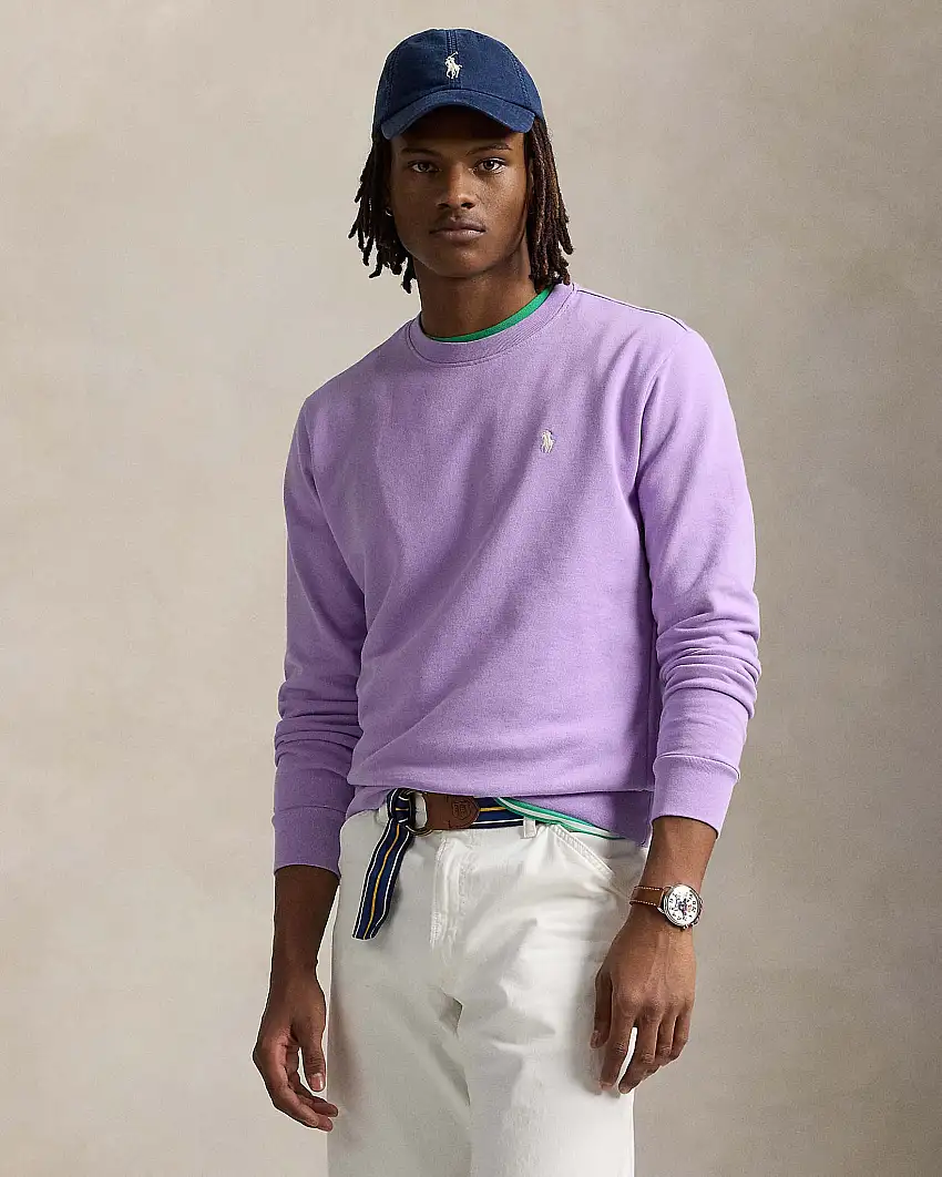 Felpa lilla girocollo in puro cotone