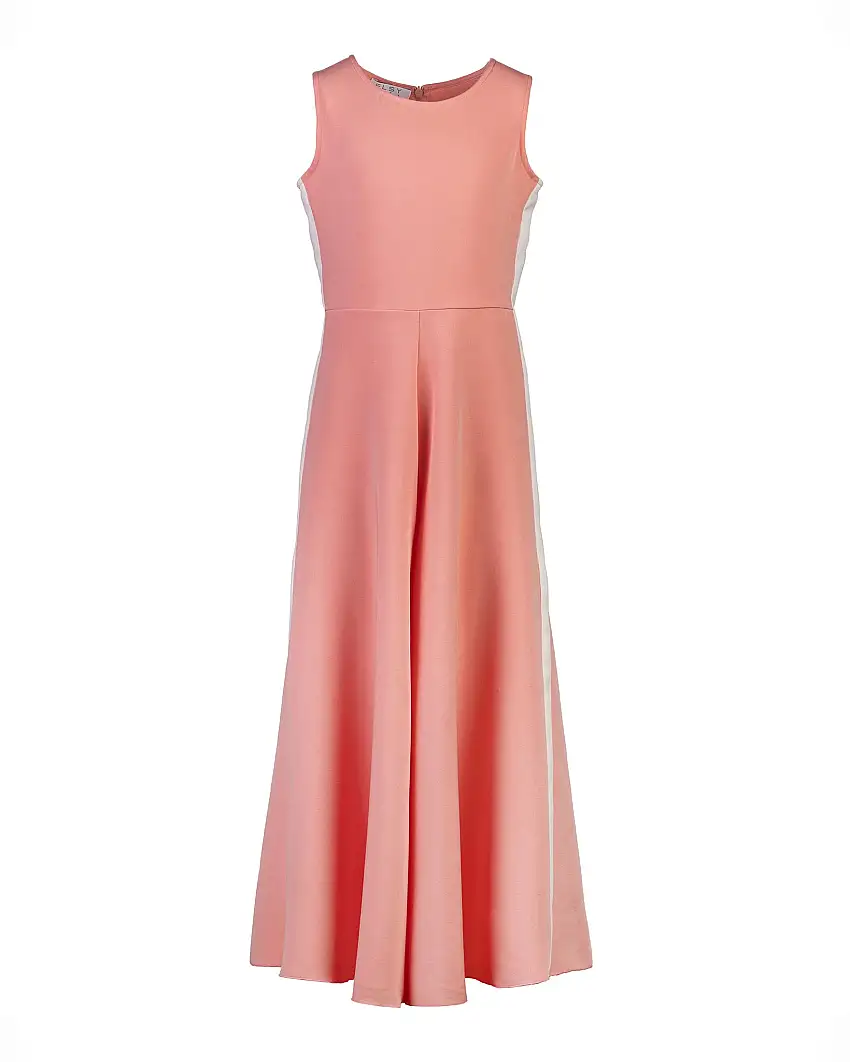 Abito tuta color corallo in cady senza maniche