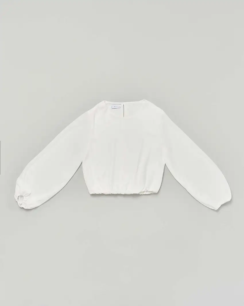 Camicia cropped bianca con maniche baloon
