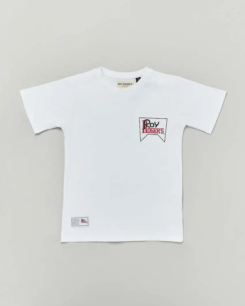 T-shirt Roy Roger's bianca in puro cotone mezza manica con stampa logo