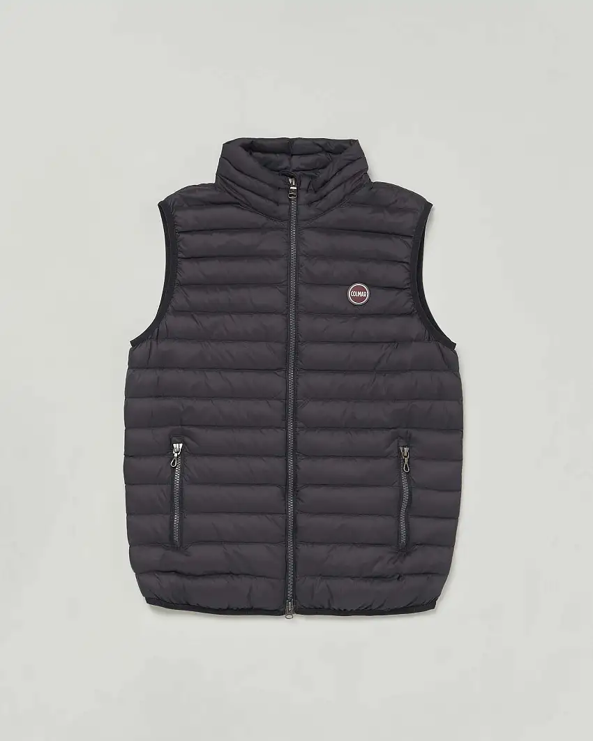 Gilet nero trapuntato in piuma