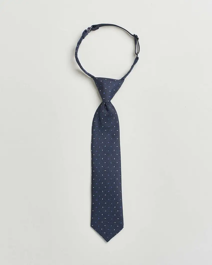Cravatta Mayoral blu con micro fantasia bianca azzurra
