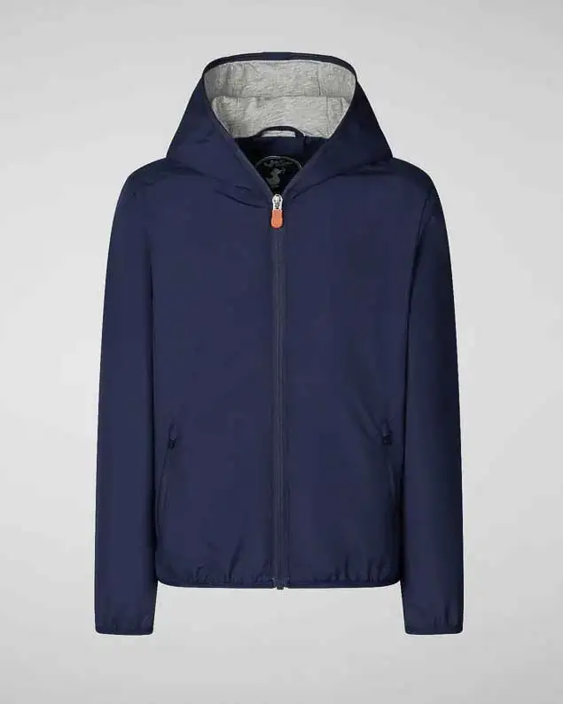Giacca a vento Jules blu navy con cappuccio fisso