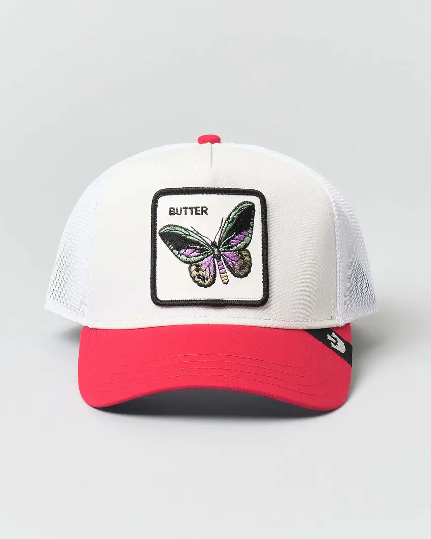 Berretto trucker Butterfly Butter bianco con patch farfalla