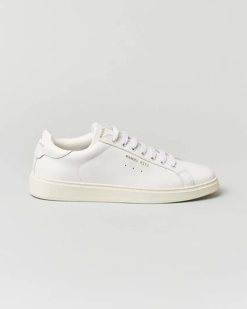 Sneakers bianche in pelle con logo scritta a lato