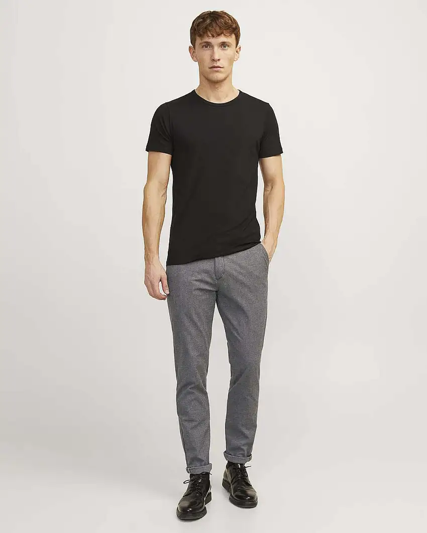 Pantalone Jack & Jones chino slim-fit grigio in tessuto armaturato di cotone stretch