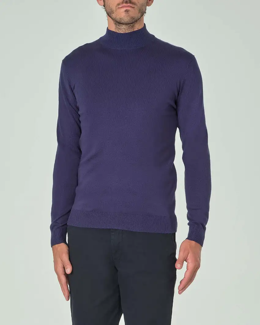 Lupetto Paul Baker blu indaco tinta unita