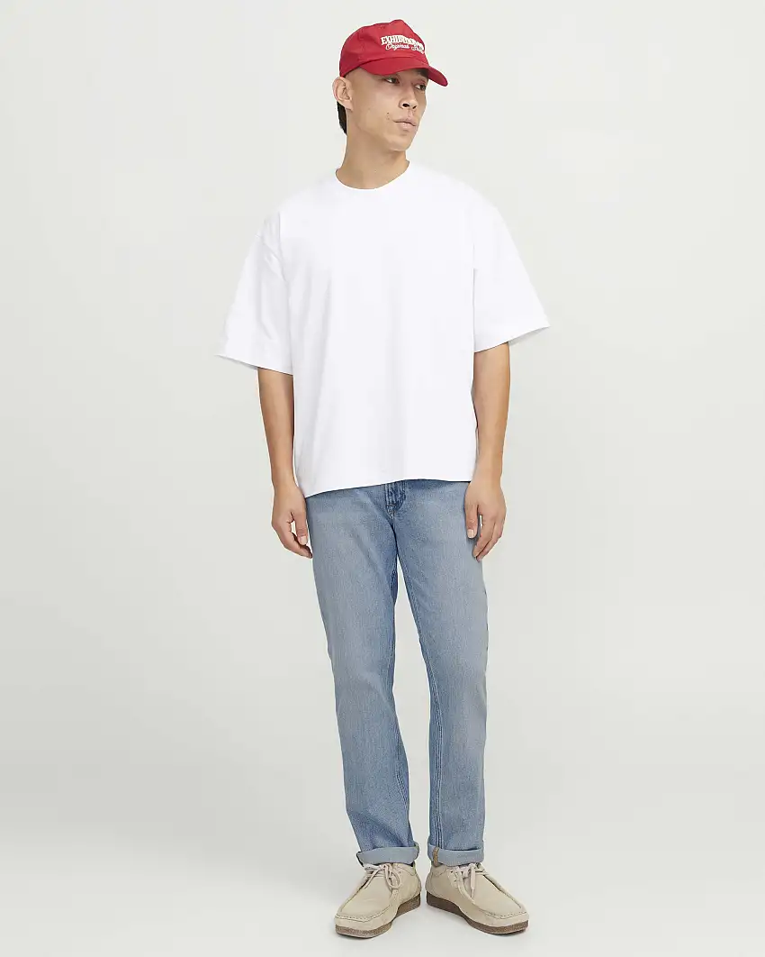 Jeans regular-fit a vita media in cotone stretch lavaggio chiaro super stone washed