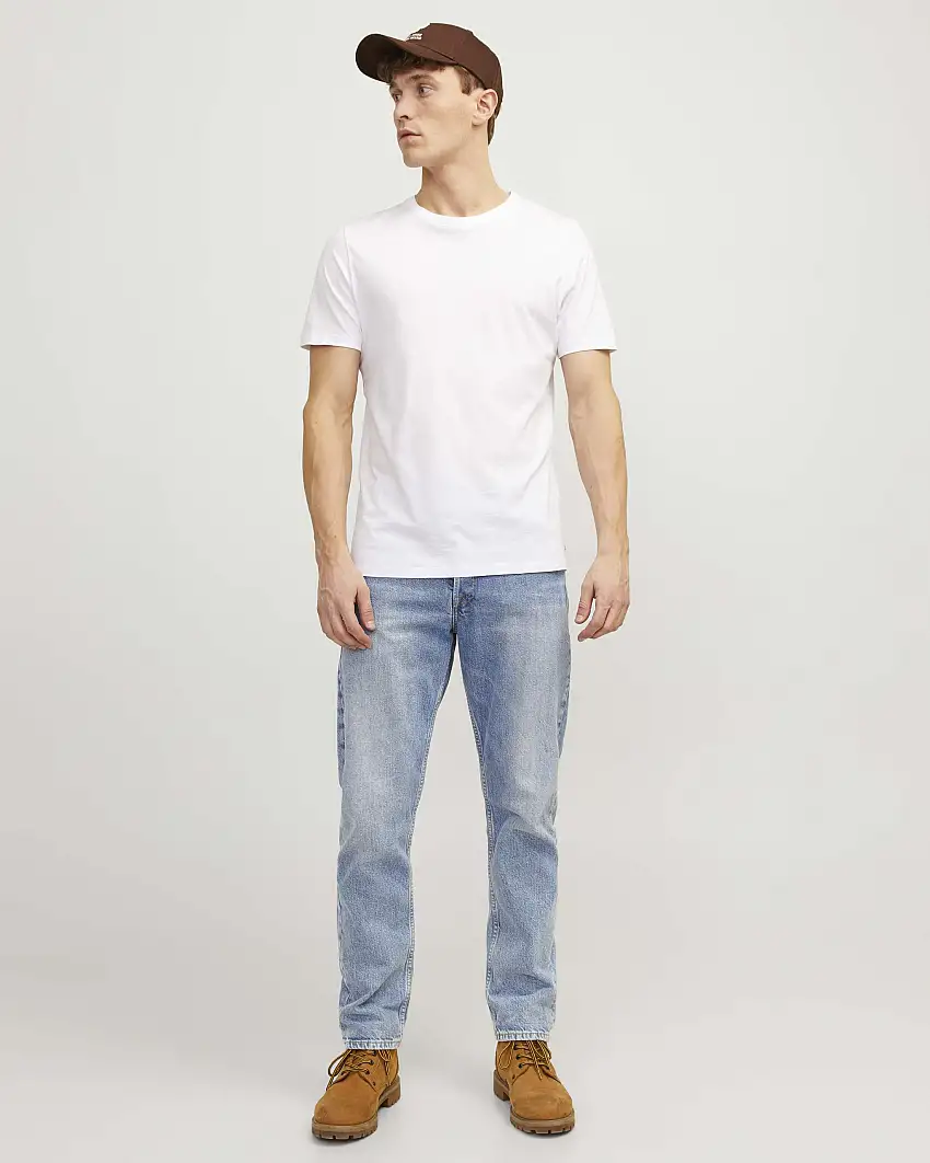 Jeans Jack & Jones relaxed-fit a vita alta in puro cotone lavaggio chiaro bleached