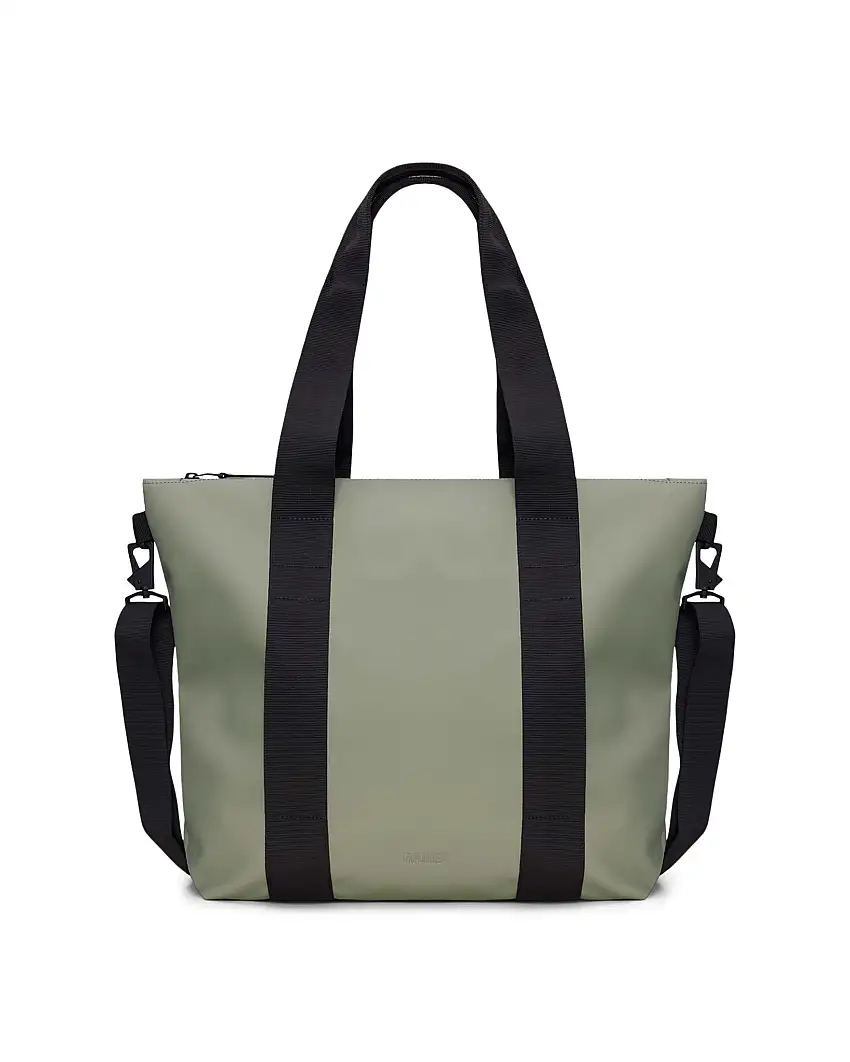Tote Bag Mini verde salvia con manici a mano e tracolla più lunga rimovibile