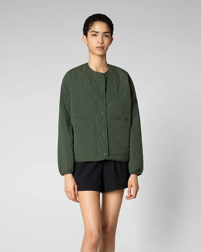 Piumino verde militare trapuntato modello Loop con scollo tondo