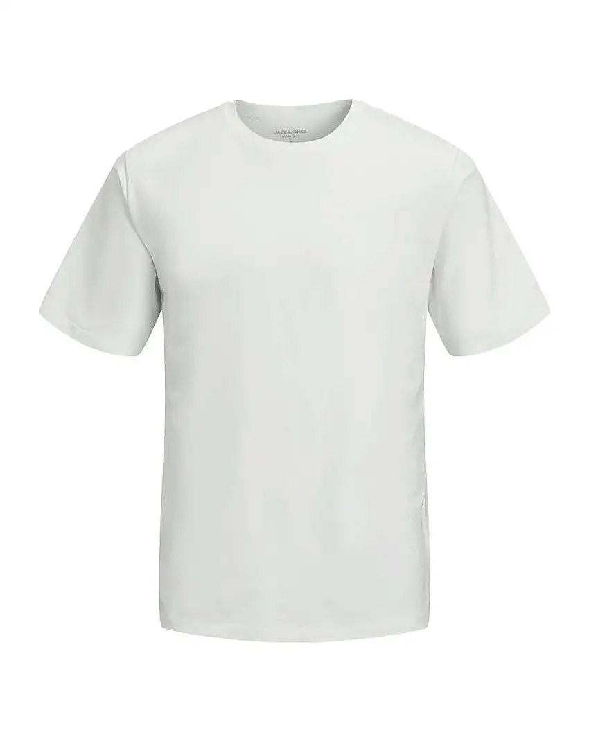 T-shirt girocollo bianca a tinta unita in jersey di cotone stretch a mezze maniche