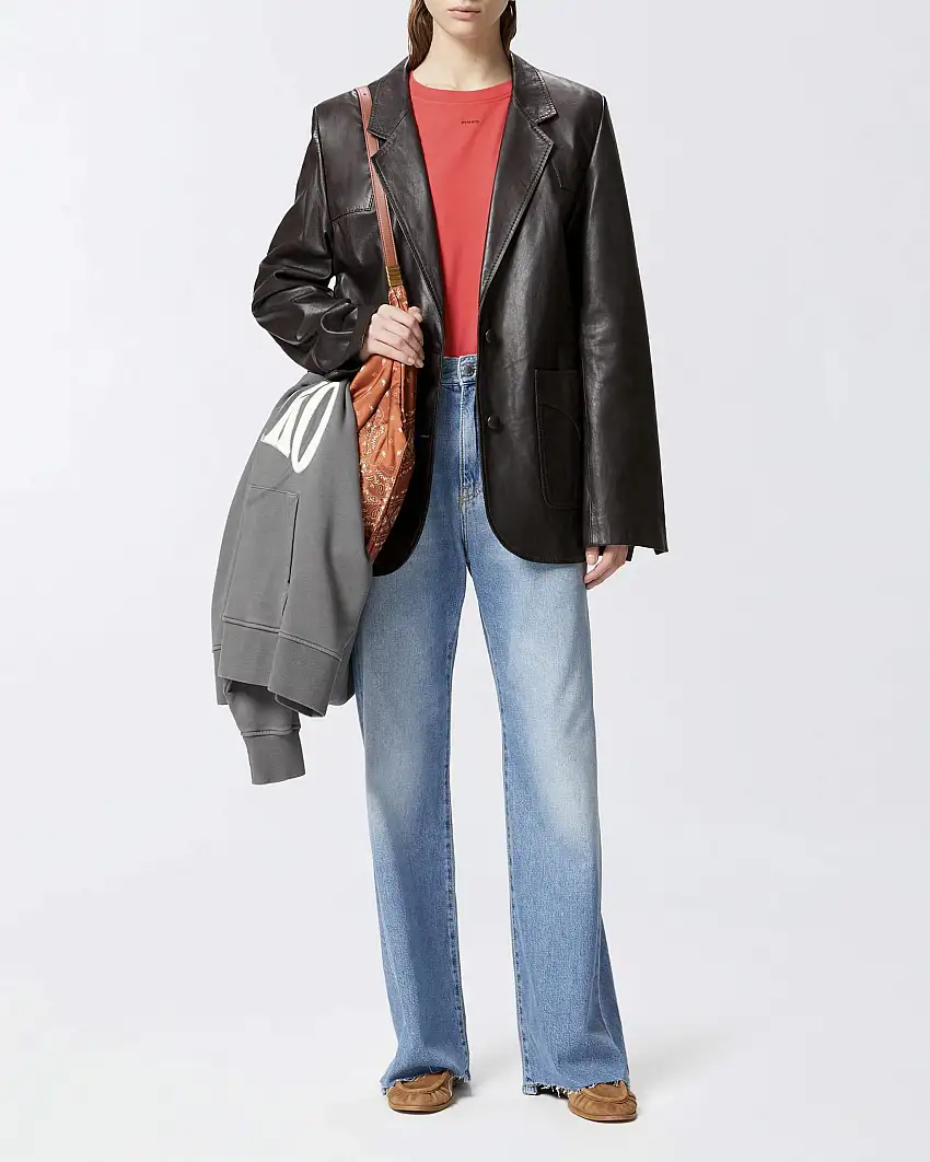 Jeans wide-leg a vita alta in cotone e lyocell soft-touch lavaggio medio super stone washed