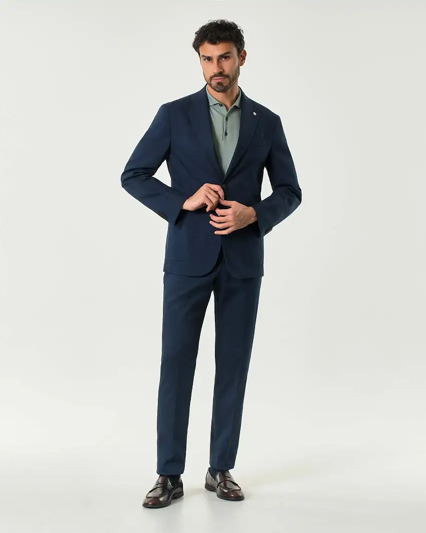 Abito blu in twill tecnico di cotone