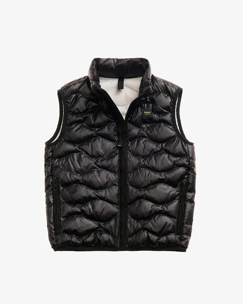 Piumino gilet Danny nero trapuntato ad onde