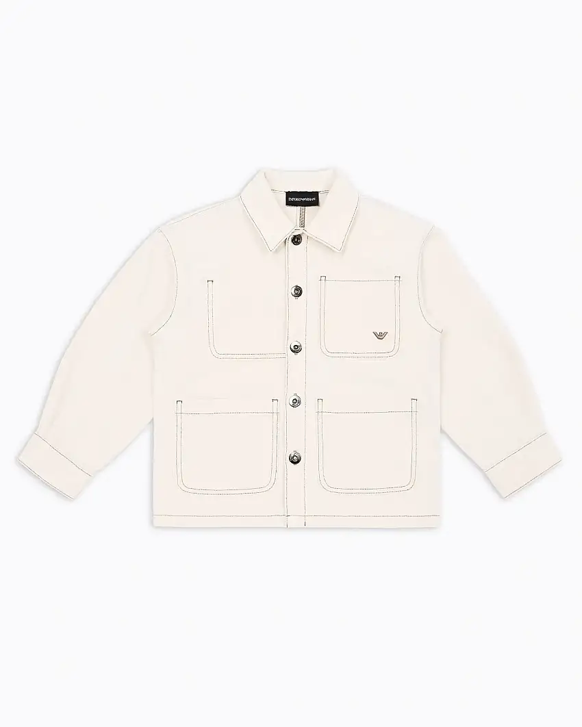 Giacca camicia color panna con maxi tasche