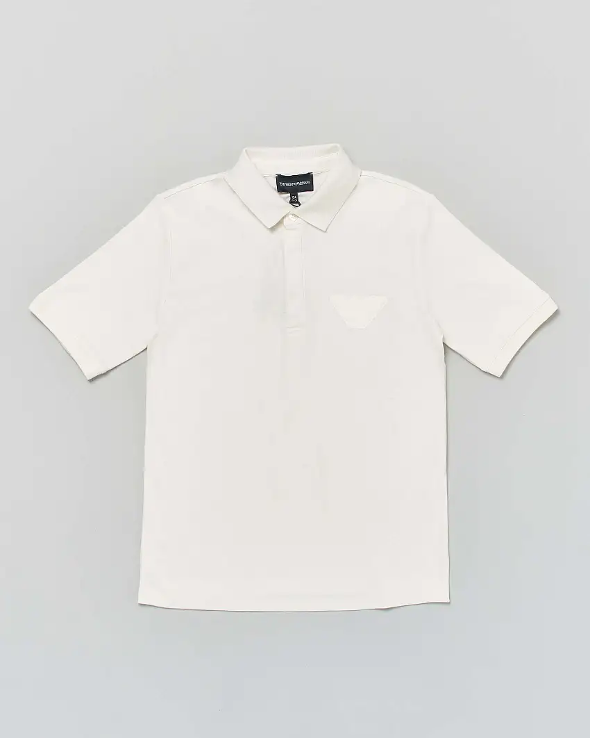 Polo mezza manica in cotone stretch color panna con abbotonatura nascosta