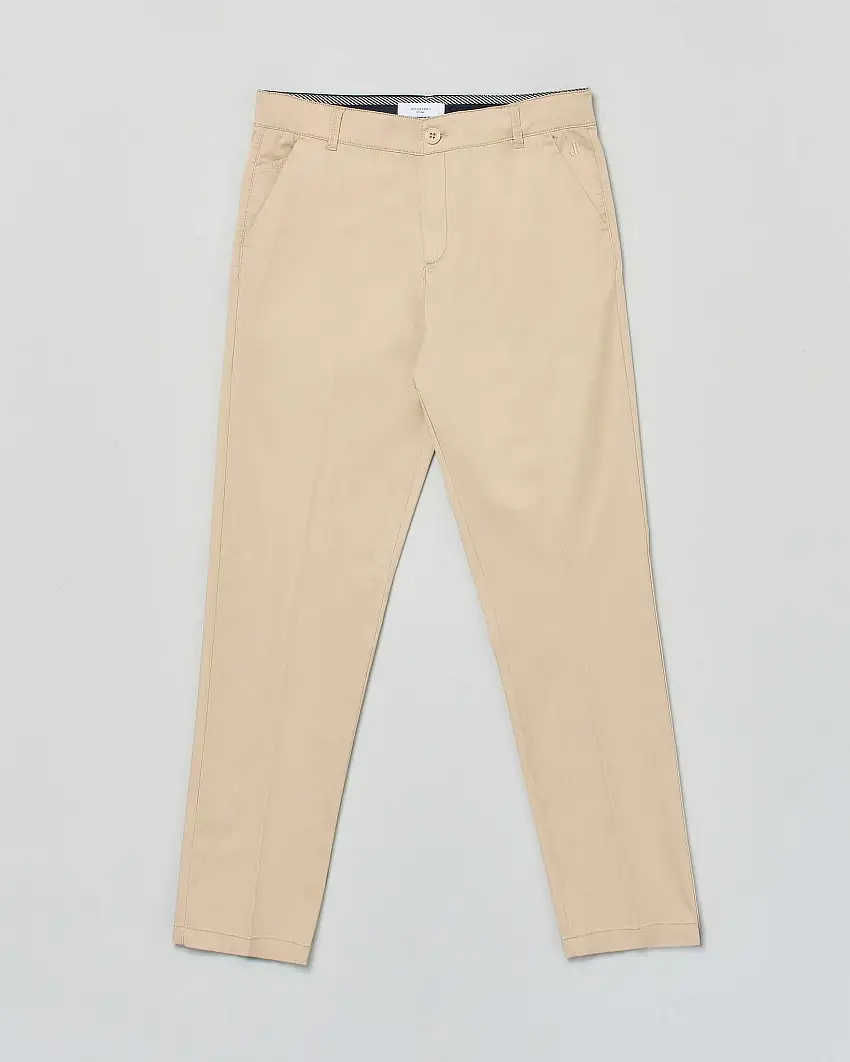Pantalone chino sabbia in gabardina di cotone stretch