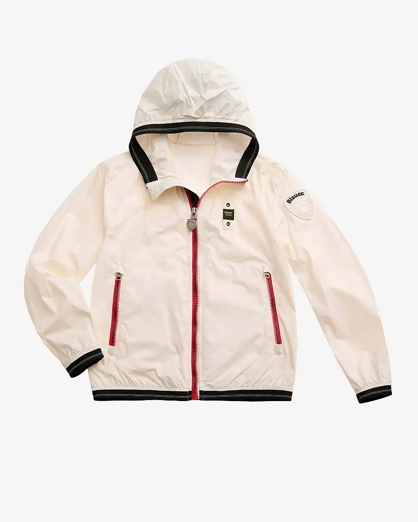 Giacca a vento Dodge avorio con dettagli rossi