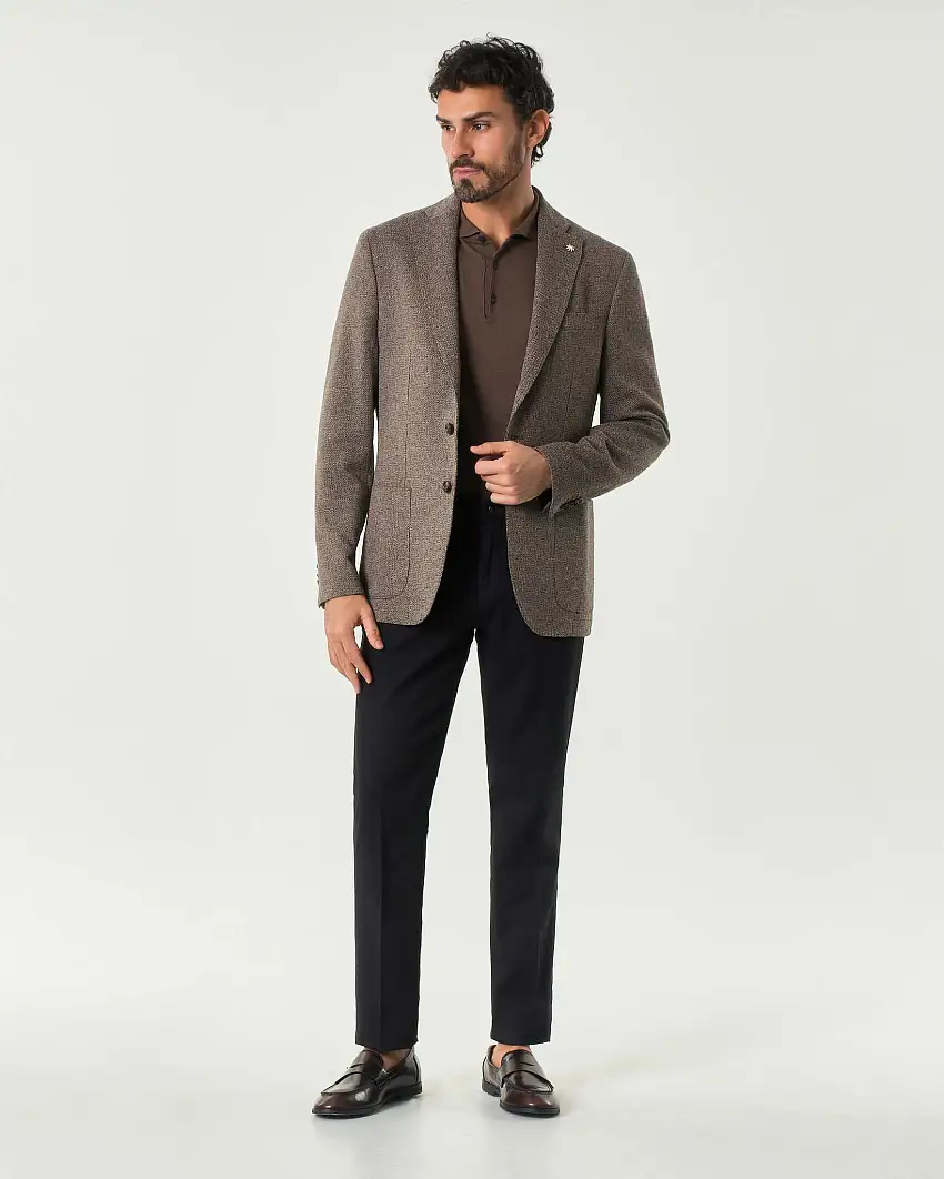 Blazer color fango in jersey di cotone