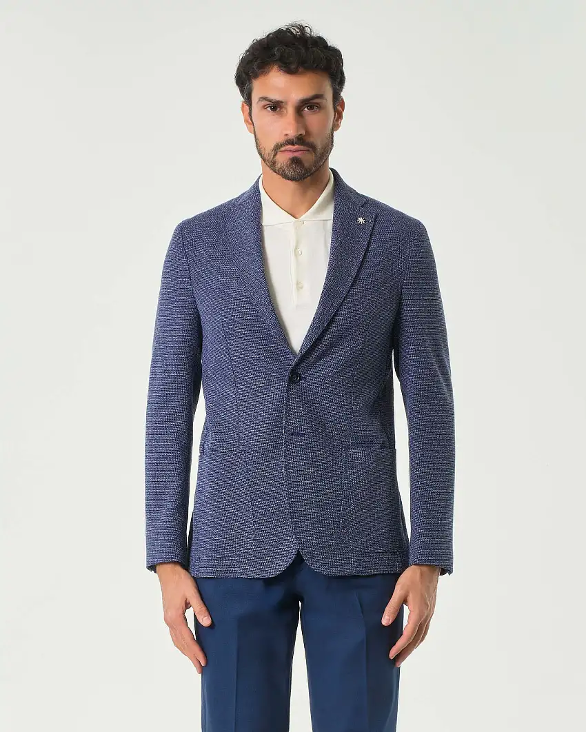 Blazer blu indaco in jersey di cotone