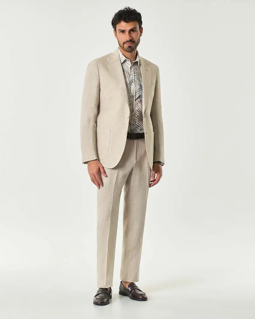 Abito drop 7 in puro lino beige