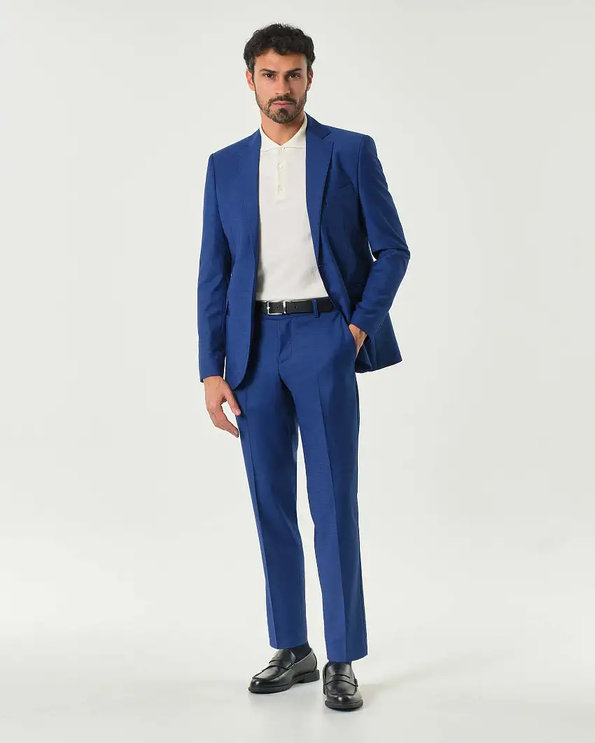 Abito blu royal in tela di viscosa a punta spillo