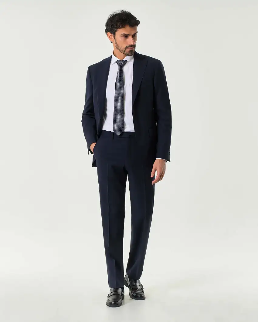 Abito drop7 blu notte in tela di pura lana