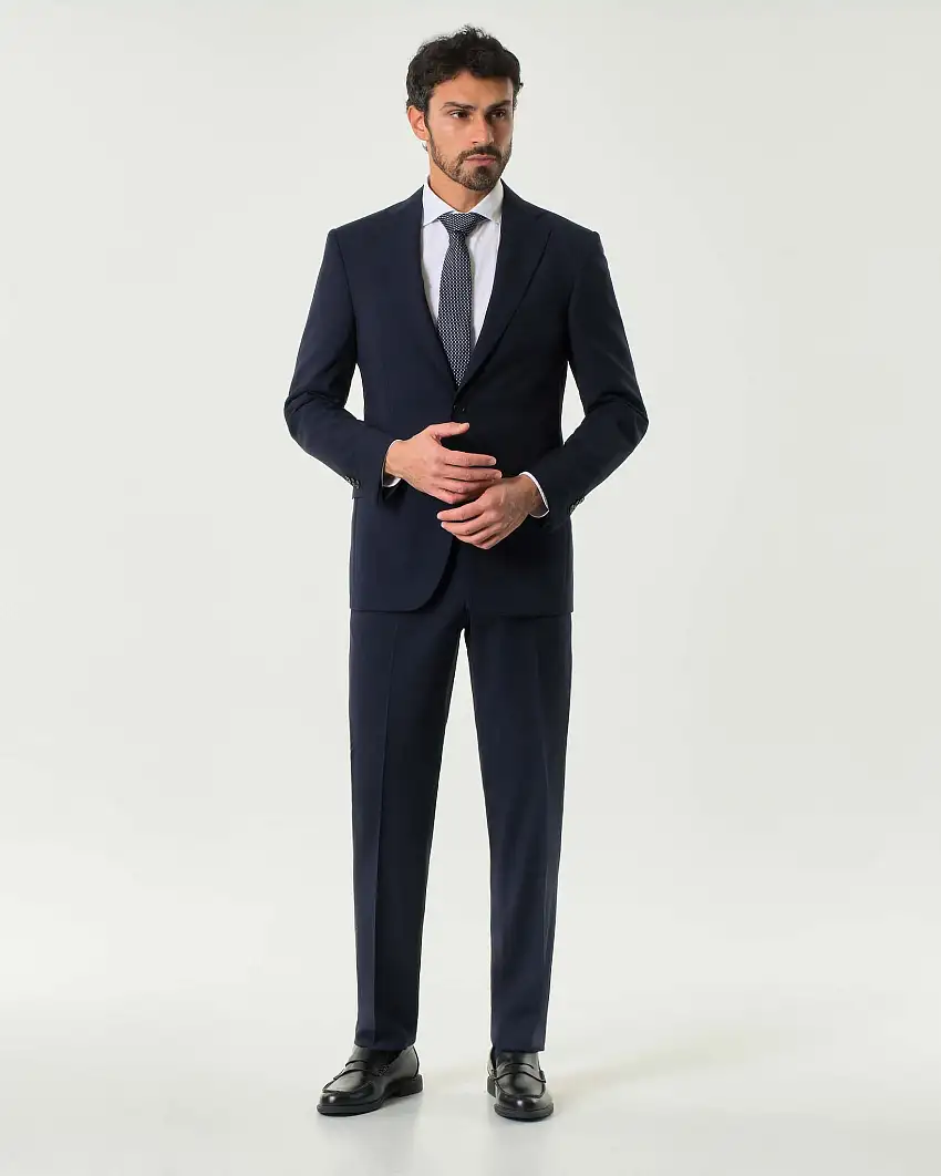 Abito drop6 blu notte in tela di pura lana