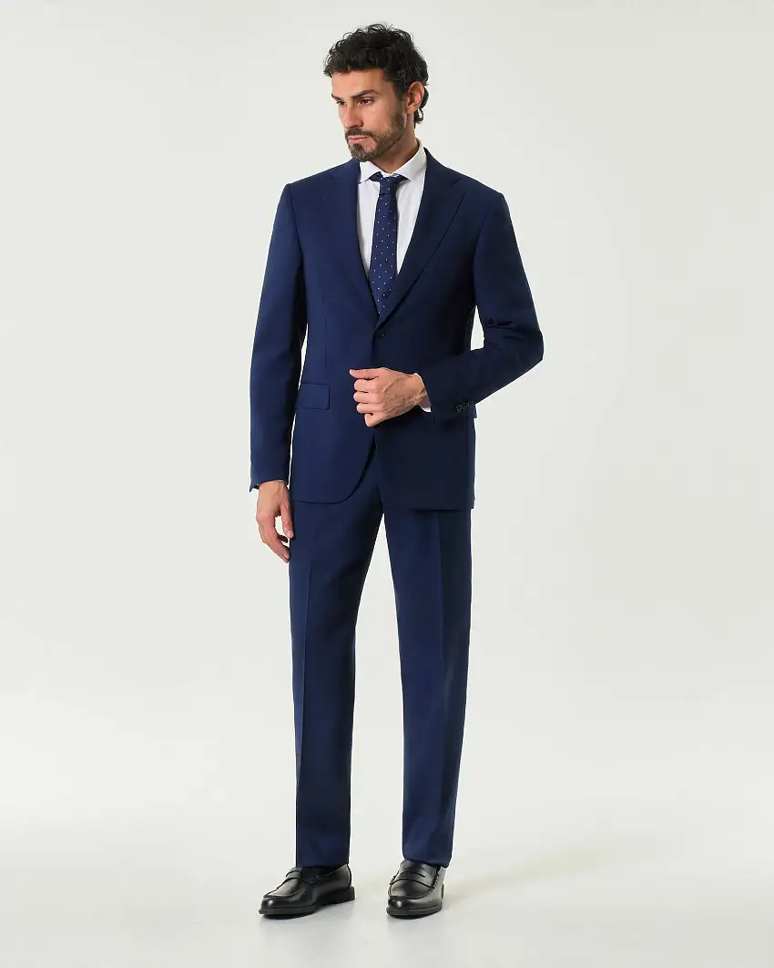 Abito drop7 blu in tela di pura lana