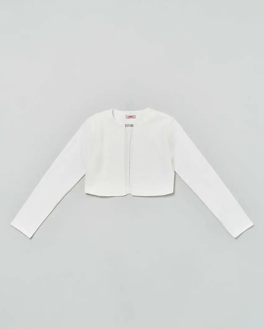 Bolero bianco cropped in tessuto stretch