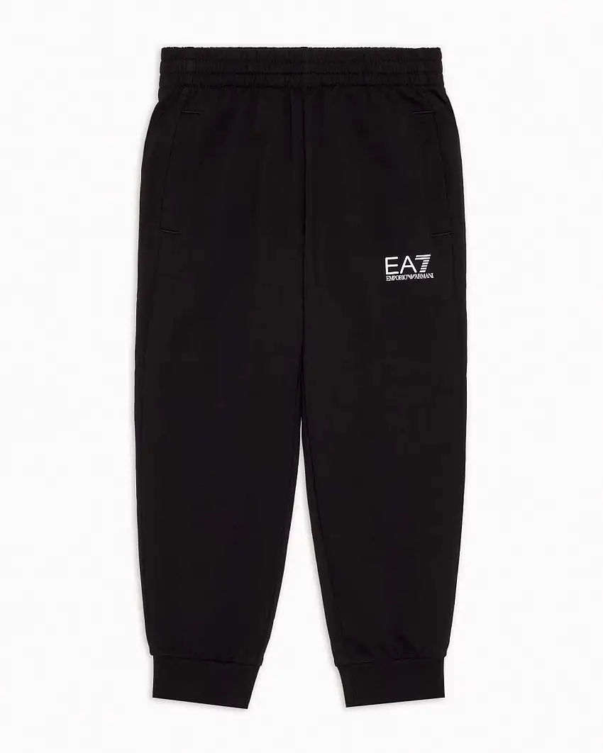 Pantalone EA7 jogger nero in felpa di cotone