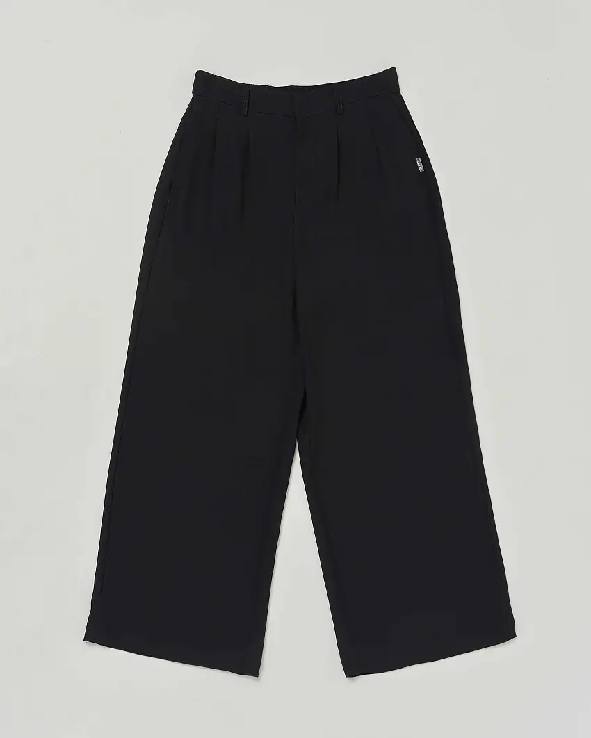 Pantalone a palazzo nero in crêpe