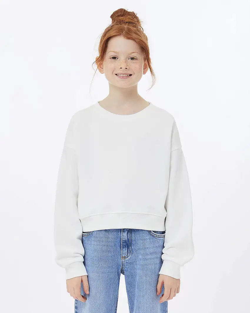 Felpa bianca over con inserto a fascia porta logo a borchie sul retro