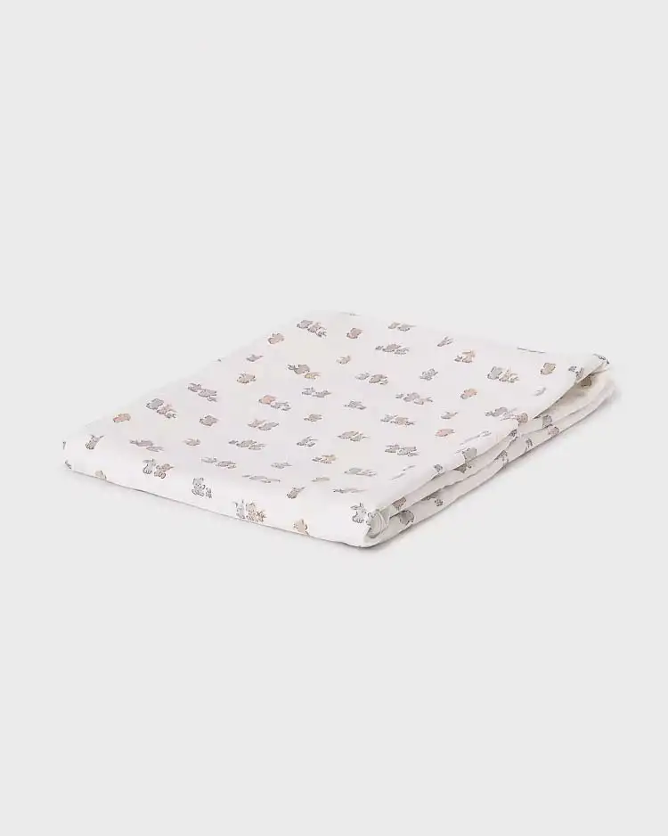 Copertina con fantasia animaletti in misto cotone e viscosa