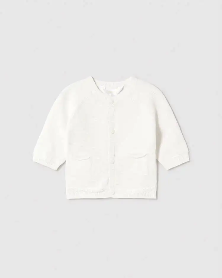 Cardigan tricot color panna in puro cotone