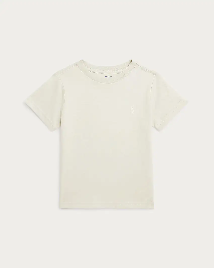 T-shirt Polo Ralph Lauren beige mezza manica con logo pony bianco