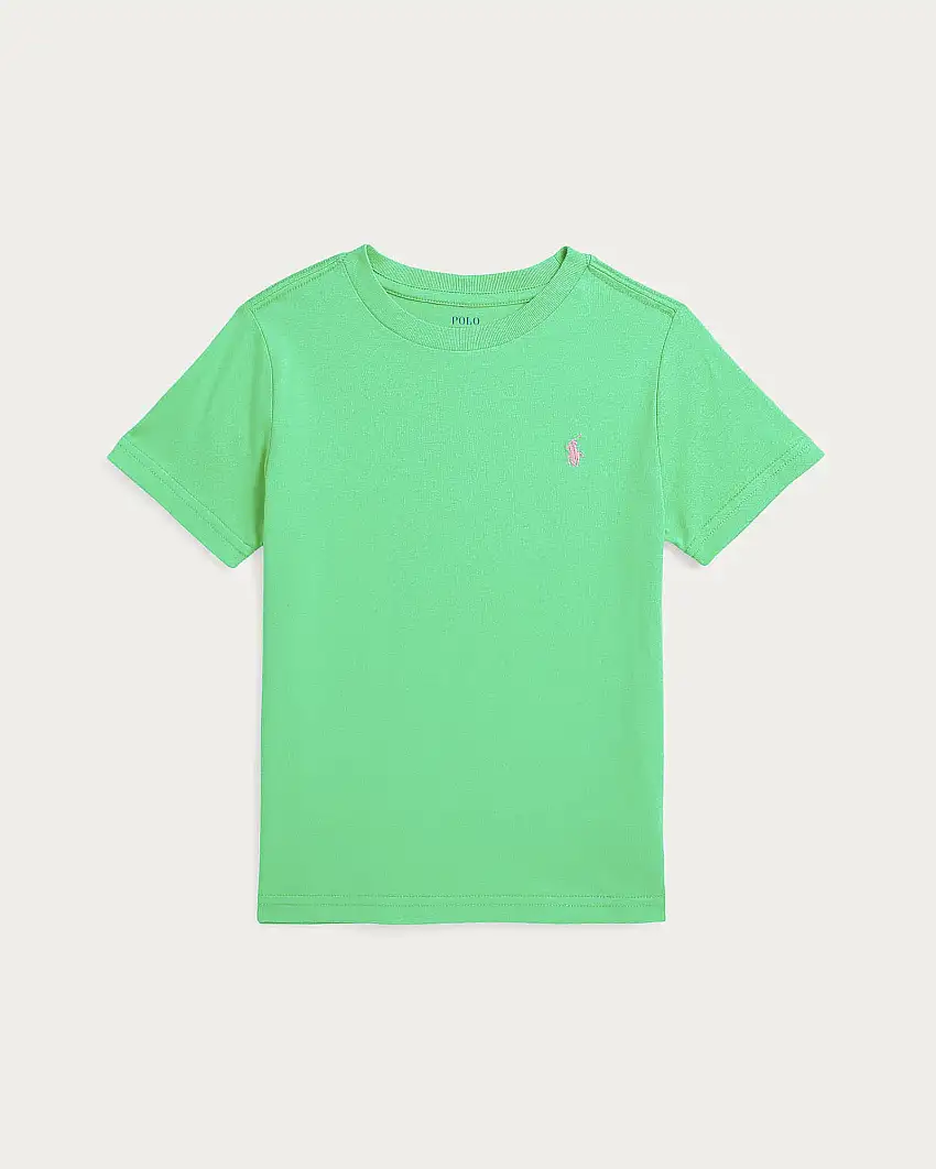T-shirt Polo Ralph Lauren verde smeraldo mezza manica con logo pony rosa