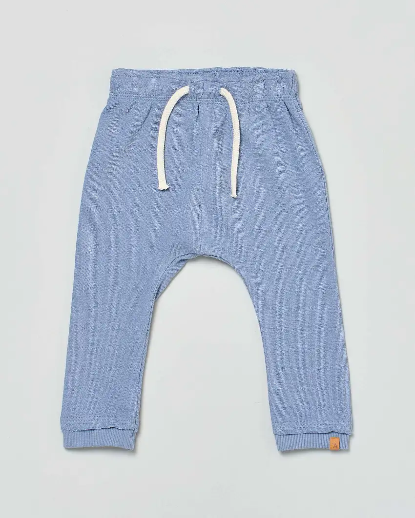 Pantalone Lil'Atelier color avio in felpa di puro cotone con cavallo basso