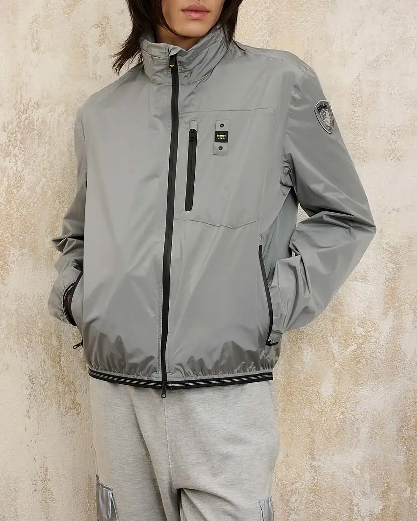 Giubbino sailor grigio in nylon stretch con cerniere termonastrate