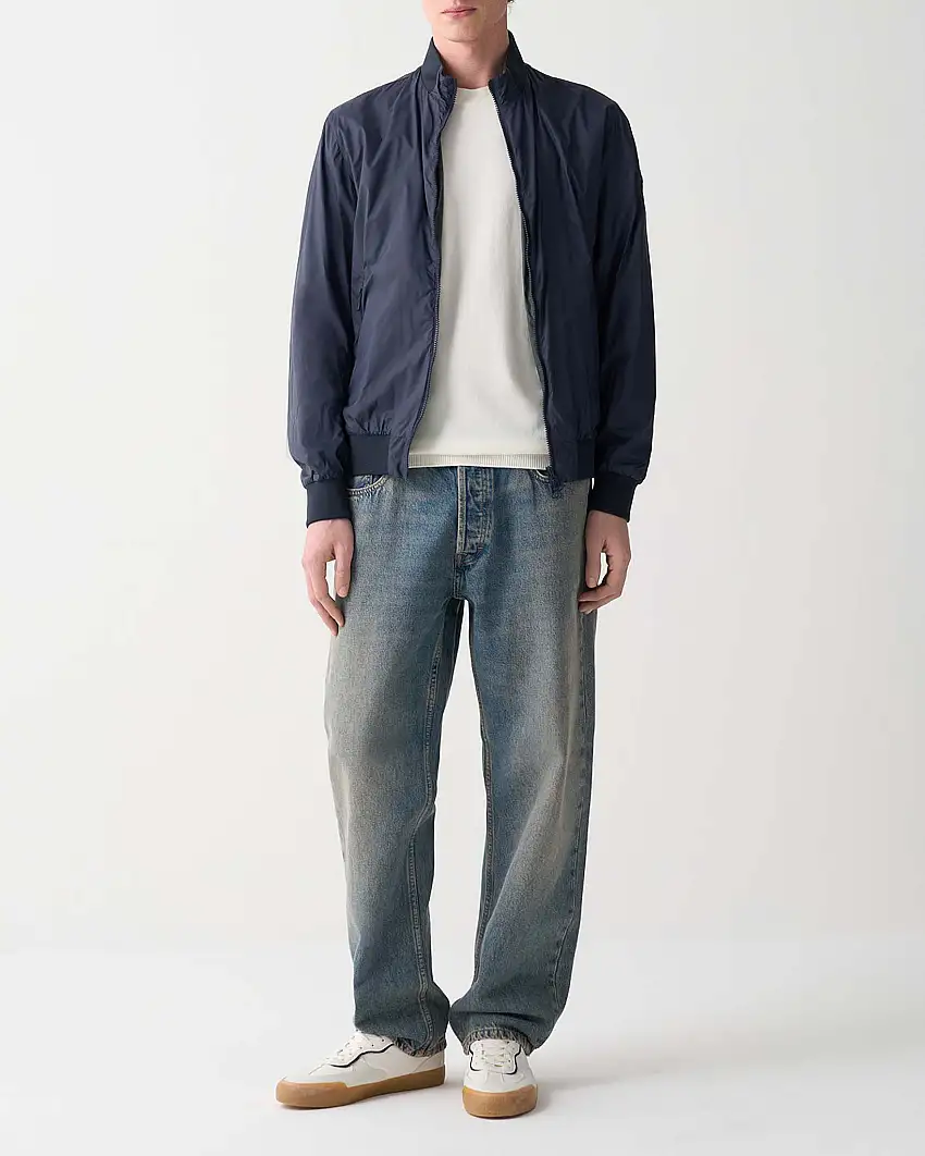 Giubbino sailor blu reversibile in verde militare in tessuto opaco ultraleggero