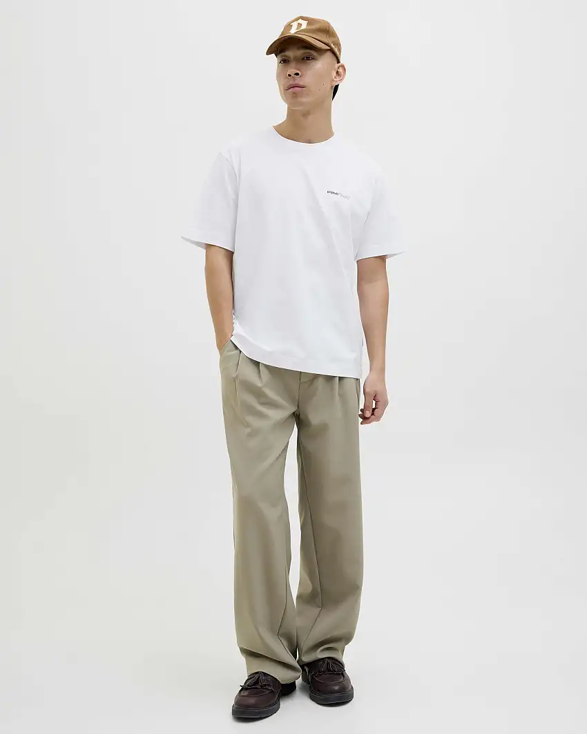 T-shirt bianca relaxed-fit in puro cotone con stampa grafica floreale sul retro