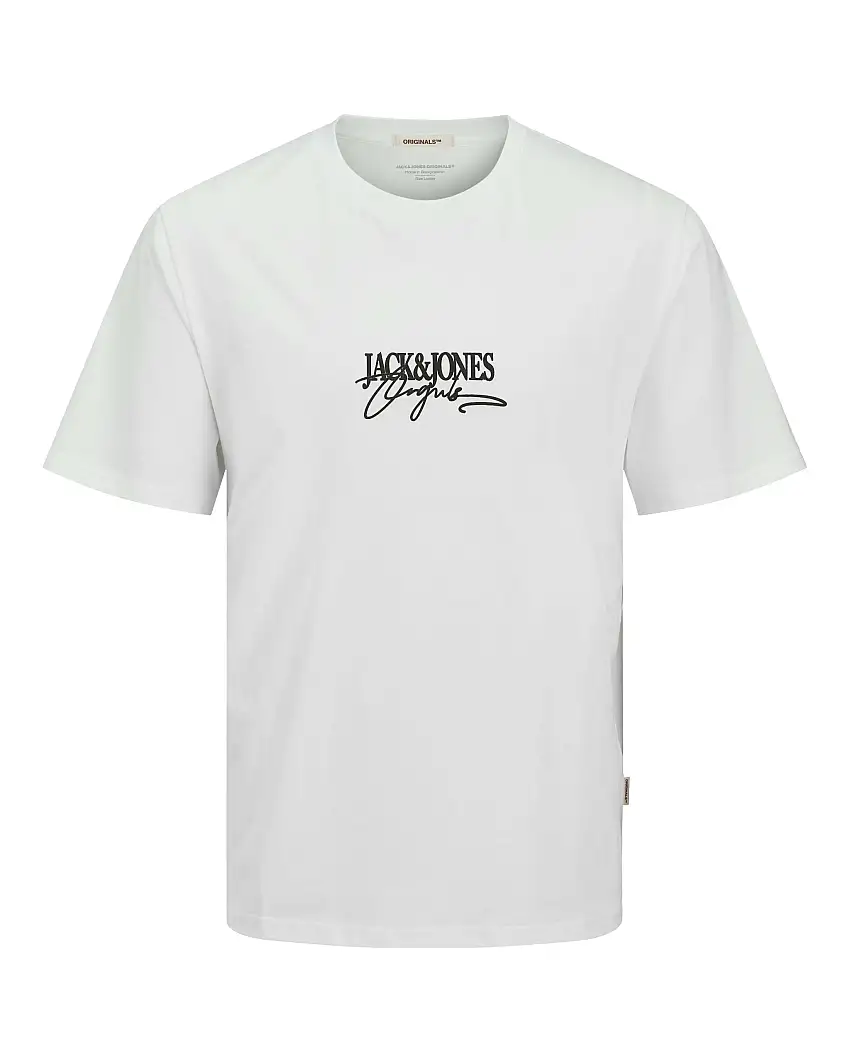 T-shirt bianca in jersey di puro cotone con stampa logo frontale nera