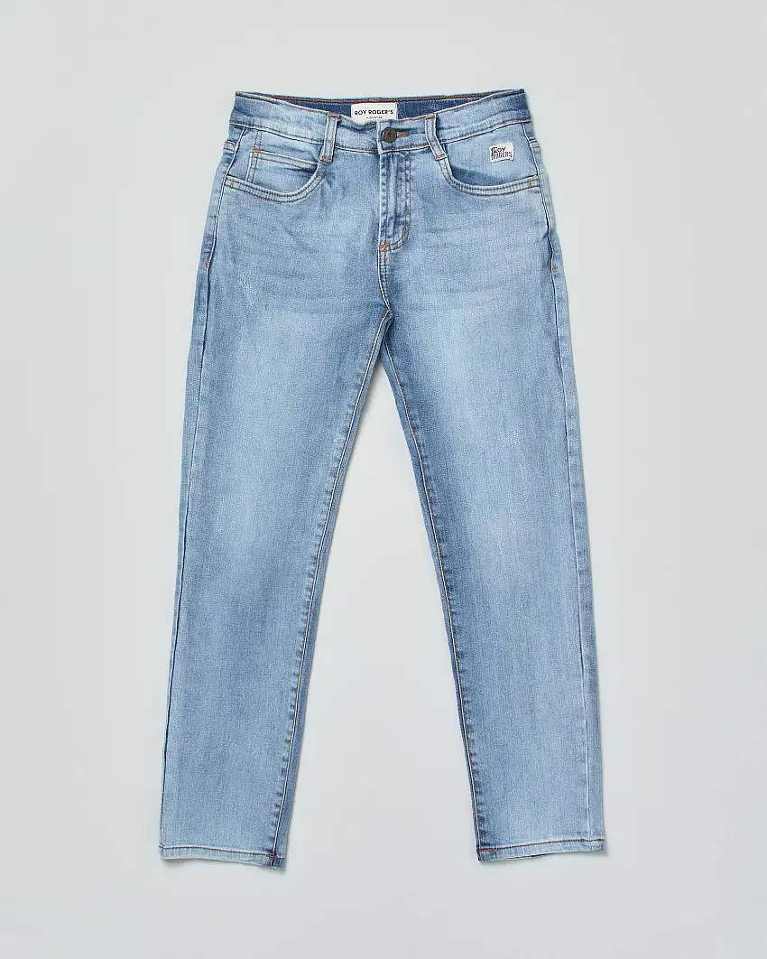 Jeans Roy Roger's regular a lavaggio chiaro stone washed con baffature