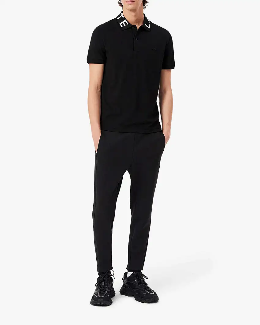 Pantaloni neri in interlock di cotone slim-fit