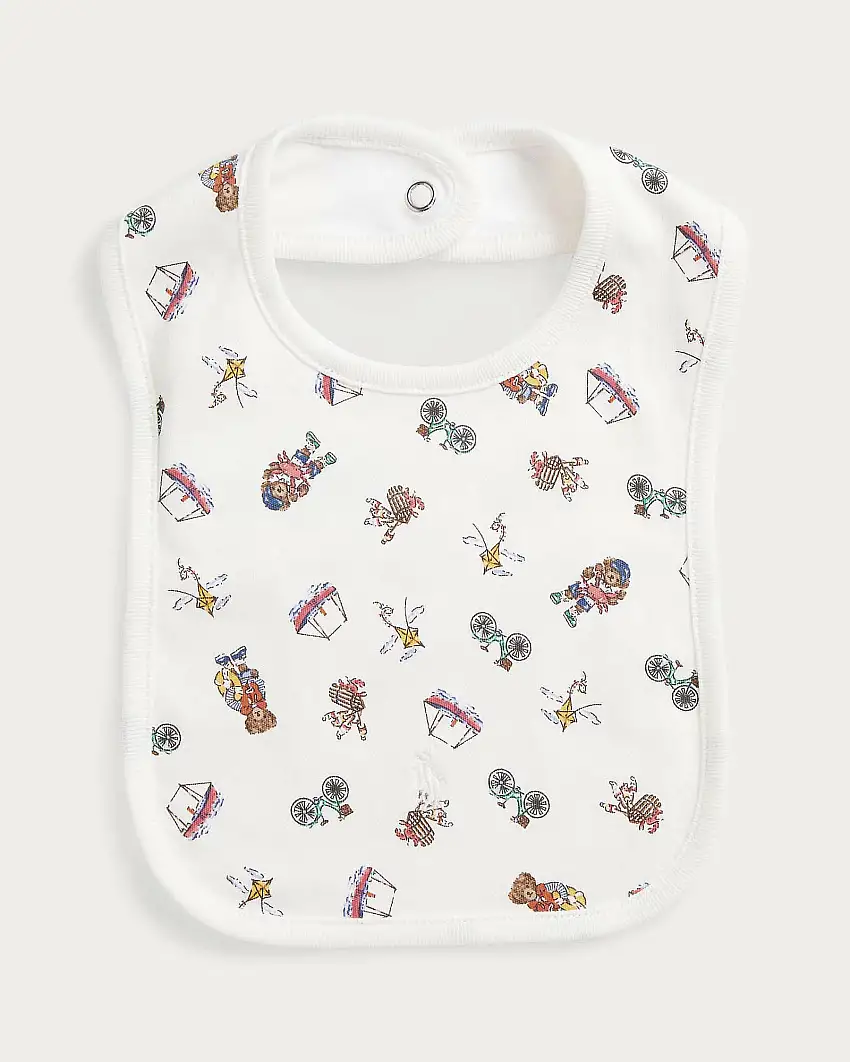 Bavaglino Polo Ralph Lauren bianco in fantasia disegni multicolor all over